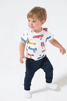 CROCKID Комплект для мальчика "Веселые гонки", (футболка+брюки), цвет: белый+индиго, размер - 44/68
