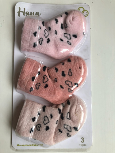"Няня" Носки детские махровые, для девочки, 3 шт., 0-6 мес., цвета в ассортименте фото 2