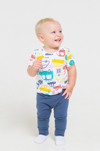 CROCKID Комплект для мальчика "Цветные машинки",(футболка+брюки), цвет: минт+т.синий, размер - 52/86