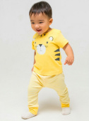 CROCKID Комплект для мальчика "Жёлтая полоска", (футболка+брюки), цвет: свет/желтый, размер - 44/68