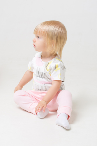 CROCKID Комплект для девочки "Звери линейки", (футболка+брюки), цвет: карам/розовый, размер - 52/92