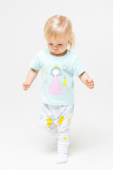 CROCKID Комплект для девочки "замок принцесс", (футболка+брюки), цвет: св.минт+белый, размер - 52/92