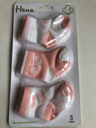 "Няня" Носки детские трикотаж, для девочки, 3 шт., 0-6 мес., цвета в ассортименте фото 2