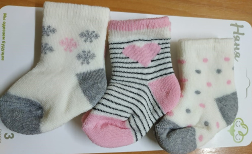 "Няня" Носки детские махровые, для девочки, 3 шт., 0-6 мес., цвета в ассортименте фото 3