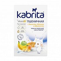 Kabrita Каша пшеничная с бананом, яблоком и абрикосом на козьем молоке, 180г, с 6 месяцев