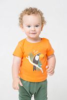 CROCKID Комплект для мальчика "Манго+лесной мох", (футболка+брюки), цвет: оран/зелен, размер - 48/74