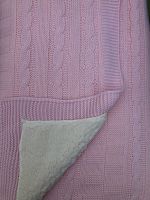 "Няня" Вязаный плед на меху, розовый, 90х90см