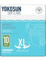 YokoSun Подгузники на липучках для взрослых, размер XL (130-170 см), 10 шт.