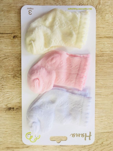"Няня" Носки детские трикотаж, для девочки, 3 шт., 0-6 мес., цвета в ассортименте фото 3