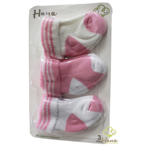 "Няня" Носки детские махровые, для девочки, 3 шт., 0-6 мес., цвета в ассортименте фото 4