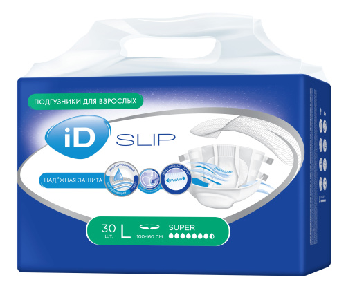 iD Protect Подгузники для взрослых, размер L (обхват талии: 100-160 см), 30шт