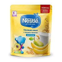 Nestle Каша молочная Овсяная с грушей и бананом, 220 г, 6 м+