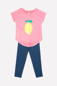 CROCKID Комплект для девочки "Леденец", (туника+бриджи), цвет: полоска+ультрамарин, размер - 56/98